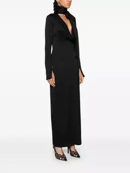 Blumarine платье макси с разрезом, черный