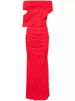 Blumarine платье макси со сборками, красный