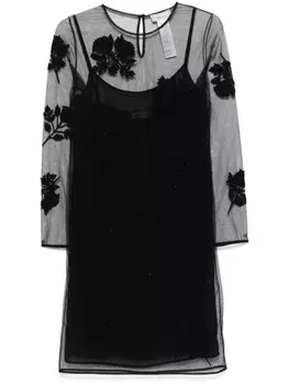 Blumarine платье миди с цветочной нашивкой, черный