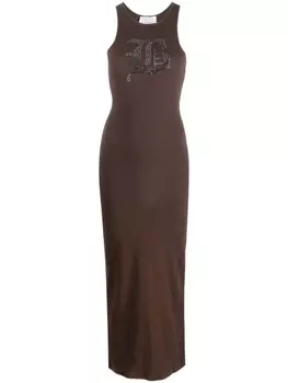Blumarine платье миди с логотипом, коричневый