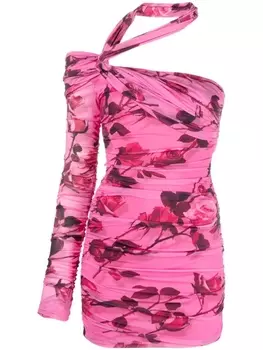 Blumarine платье мини асимметричного кроя с принтом, розовый