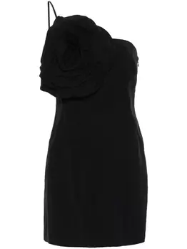 Blumarine платье мини с цветочной аппликацией, черный