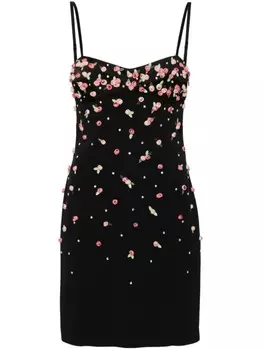 Blumarine платье мини с цветочной аппликацией, черный