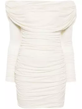 Blumarine платье мини со сборками, нейтральный цвет