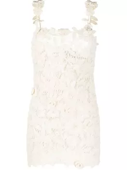 Blumarine платье мини в технике кроше, нейтральный цвет