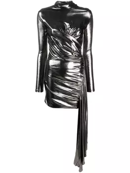 Blumarine платье с длинными рукавами и драпировкой, серый