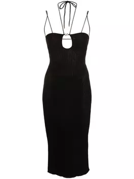 Blumarine платье в рубчик с логотипом, черный