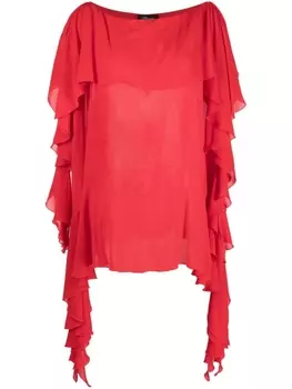 Blumarine полупрозрачная блузка с драпировкой, красный