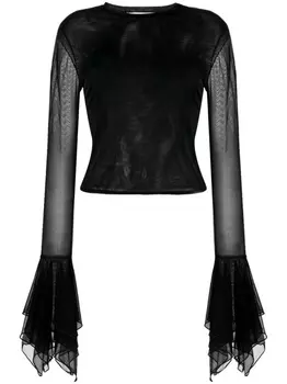 Blumarine полупрозрачная футболка, черный