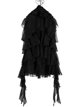 Blumarine ярусное платье мини, черный