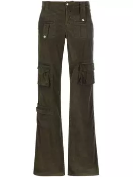 Blumarine расклешенные бархатные брюки карго, зеленый