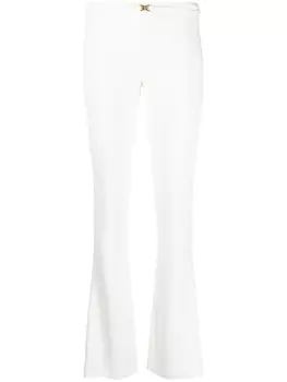 Blumarine расклешенные брюки с пряжкой-логотипом, белый