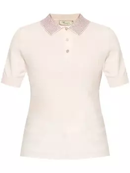 Blumarine рубашка поло, украшенная стразами, розовый