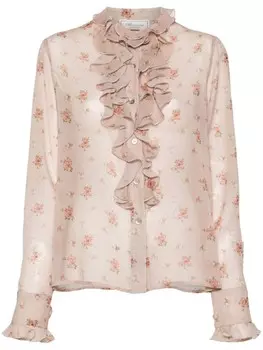 Blumarine рубашка с цветочным принтом, коричневый