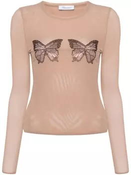 Blumarine сетчатый топ, нейтральный цвет