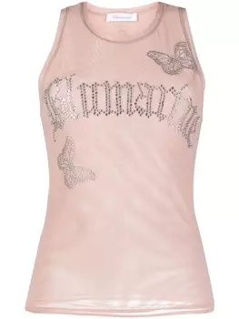Blumarine сетчатый топ с логотипом, нейтральный цвет