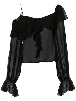 Blumarine шелковая блузка с оборками, черный
