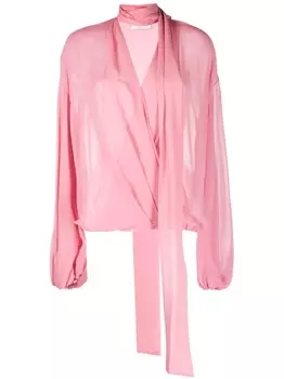 Blumarine шелковая блузка с шарфом, розовый