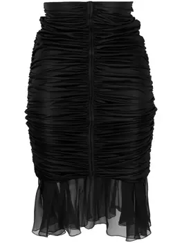 Blumarine шелковая юбка-карандаш со сборками, черный