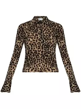 Blumarine шерстяной топ с леопардовым принтом, коричневый