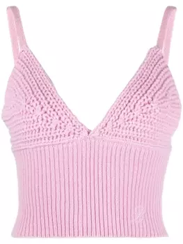 Blumarine шерстяной топ с V-образным вырезом, розовый