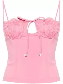 Blumarine топ из джерси с кружевом, розовый