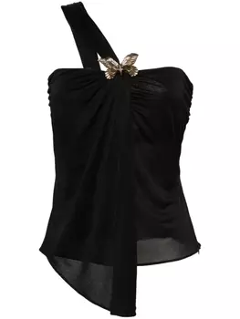 Blumarine топ с брошью, черный