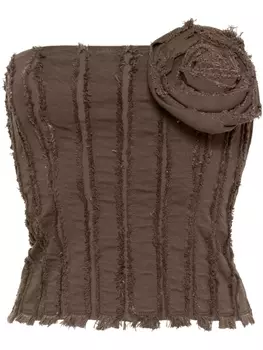 Blumarine ^ топ с цветочной аппликацией, коричневый