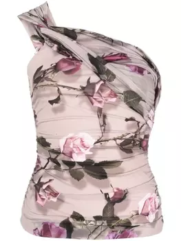 Blumarine топ с цветочным принтом, нейтральный цвет