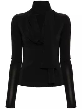 Blumarine топ с длинными рукавами и сборками, черный