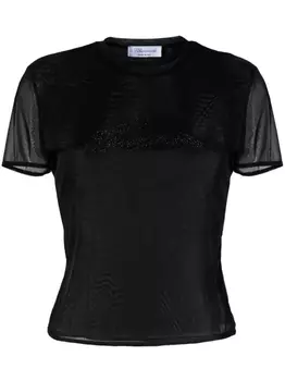 Blumarine топ с кристаллами, черный