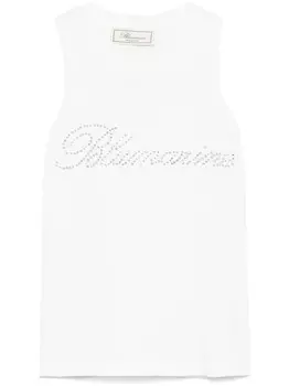 Blumarine топ с логотипом из страз, белый