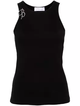 Blumarine топ в рубчик с логотипом, черный