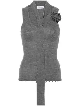 Blumarine трикотажная майка с цветочной аппликацией, серый