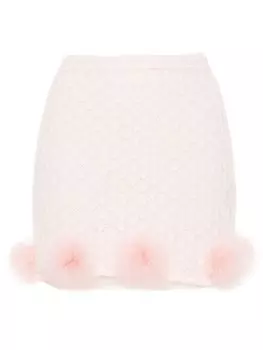 Blumarine трикотажная юбка с отделкой перьями, розовый