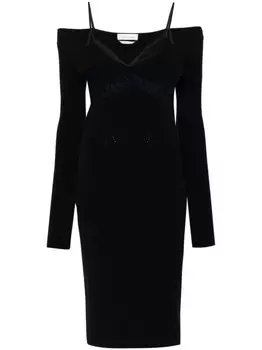 Blumarine трикотажное платье миди с V-образным вырезом, черный