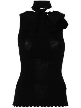 Blumarine трикотажный топ с брошью, черный