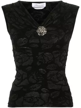 Blumarine трикотажный топ с цветочным узором, черный