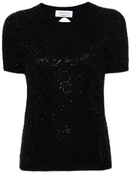 Blumarine трикотажный топ с кристаллами, черный
