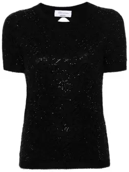Blumarine трикотажный топ с кристаллами, черный