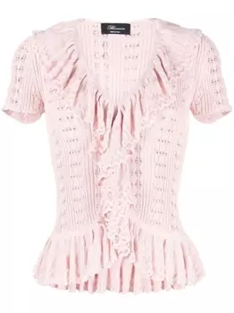 Blumarine трикотажный топ с оборками, оранжевый
