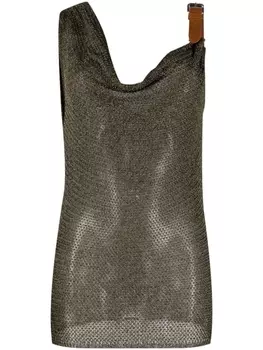 Blumarine трикотажный топ с пряжкой, золотистый