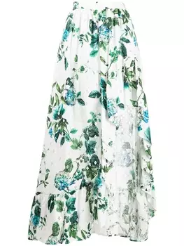 Blumarine юбка асимметричного кроя с цветочным принтом, белый