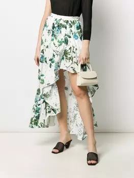 Blumarine юбка асимметричного кроя с цветочным принтом, белый