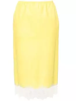Blumarine юбка миди с кружевом, желтый