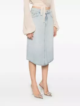 Blumarine юбка миди с вышитым логотипом, синий