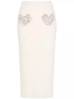 Blumarine юбка миди, украшенная кристаллами, белый