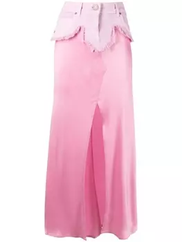 Blumarine юбка с джинсовой вставкой и эффектом потертости, розовый