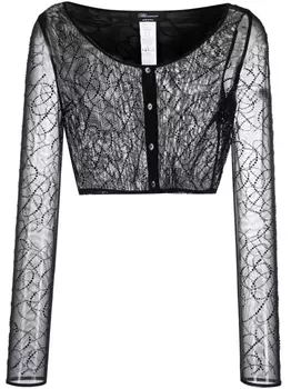 Blumarine укороченный полупрозрачный топ, черный