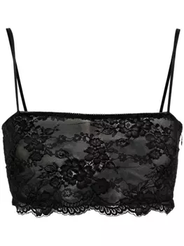 Blumarine укороченный топ из цветочного кружева, черный